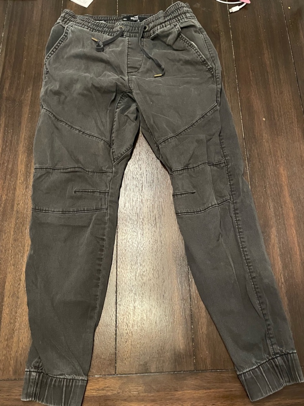 Hollister Men's Washed Black Jogger Pants